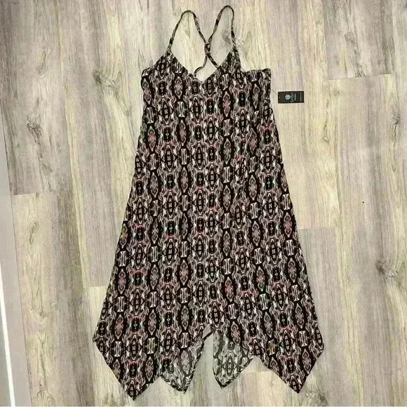 NWT Jessica Simpson Odin Sleeveless Geo Print Studded Midi Dress W Belt Size L - Picture 1 of 10